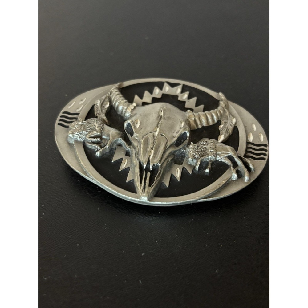 1992 Siskiyou Buckle Co Numbered Silver Tone Buffalo Skull Belt Buckle